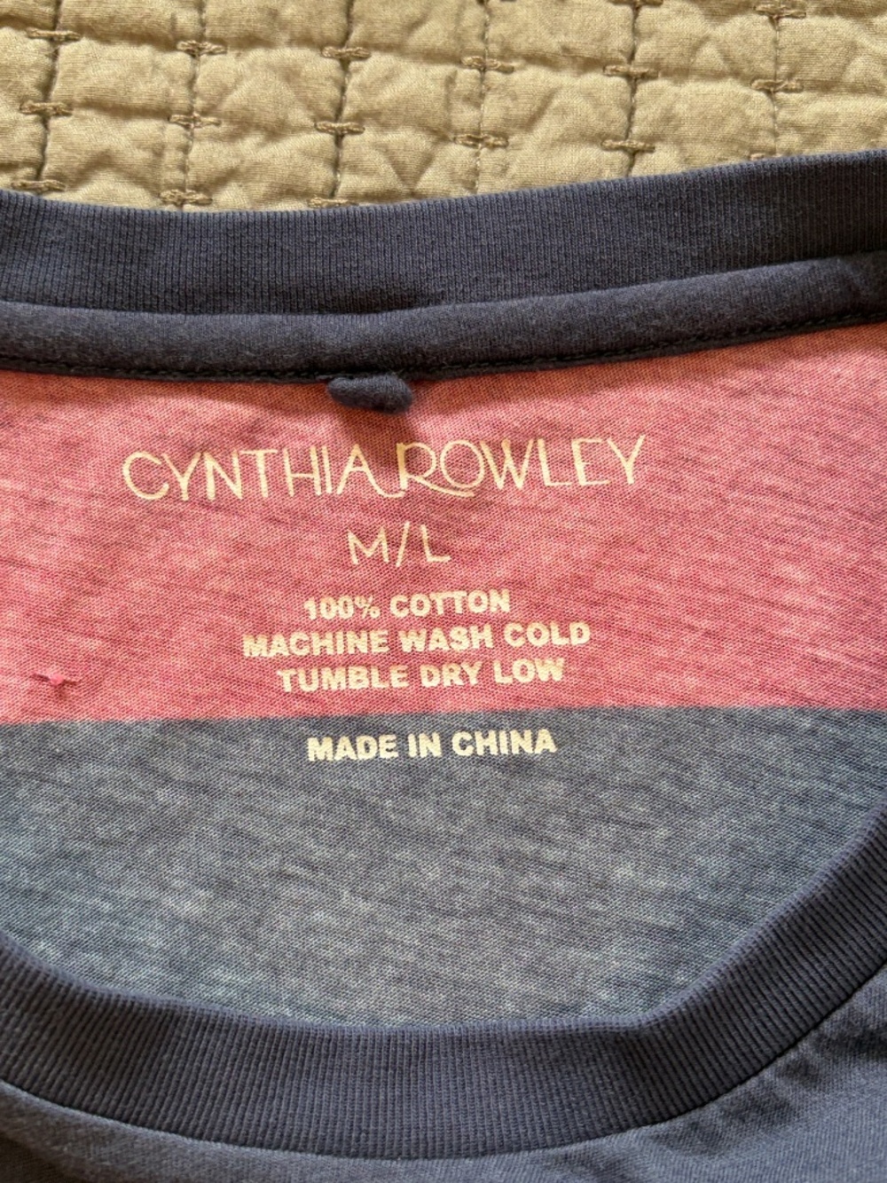 Cynthia Rowley Red Navy Striped Tee Shirt Short Sleeve Cotton Top M/L - Picture 4 of 4